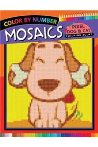 Mosaics Pixel Dog & Cat Coloring Books