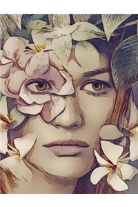 Lady Face Flowers Notebook Journal 200 Pages Composition