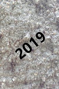 2019 Daily Planner Large Font Angled Engraved Carved Stone Style 384 Pages