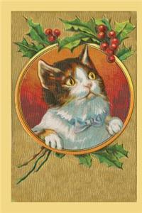 Vintage Christmas Cat Holiday Kitten Holly Berries Journal