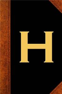 Monogram H Personalized Journal Custom Monogram Gift Idea Letter H Vintage Style