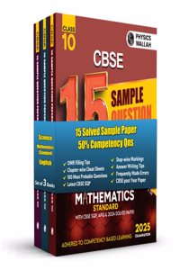 PW CBSE | Class 10 | 15 New Pattern Sample Question Papers Science, Maths (Std), English Set of 3 Books For 2025 Board Exam | 50% Competency-Based & 100 Most Probable Questions