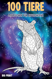 Malbücher für Erwachsene - Big Print - 100 Tiere