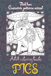 Adult Coloring Books Geometric Patterns Animal - Thick Lines - Pigs