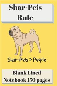Shar-Peis Rule Blank Lined Notebook 6 X 9 150 Pages