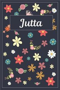 Jutta: Lined Writing Notebook with Personalized Name 120 Pages 6x9 Flowers