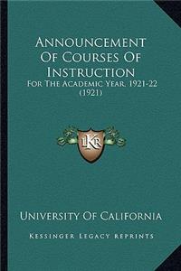 Announcement Of Courses Of Instruction