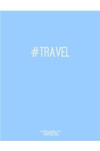 Notebook for Cornell Notes, 120 Numbered Pages, #TRAVEL, Blue Cover