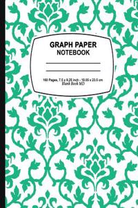 Graph Paper Composition Book: Green Damask Design, Graph Paper Notebook and Conversion Chart, 7.5 X 9.25, 160 Pages for for School / Teacher / Offic