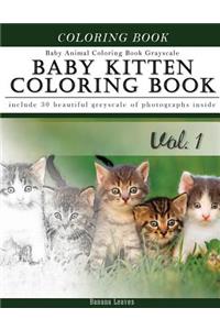 Baby Kitten Coloring Book Baby Animal Coloring Book Grayscale