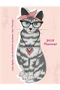 Cute Hipster Cat 2017-2018 Academic Year Planner