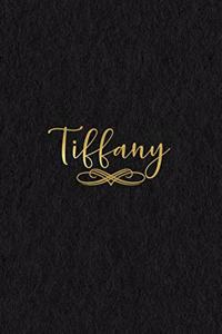 Tiffany: Personalized Journal to Write In - Black Gold Custom Name Line Notebook