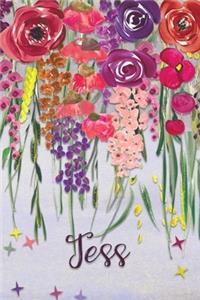 Tess: Personalized Lined Journal - Colorful Floral Waterfall (Customized Name Gifts)