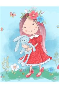 Composition Notebook: Cute Girl and Rabbit Dolls JOURNAL, PAPERBACK, NOTEBOOK, DIARY, COMPOSITION BOOK For Girls, Women, Children and adults. PERFECT FOR WRITING IN, SKET