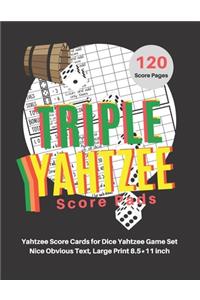 Triple yahtzee score pads
