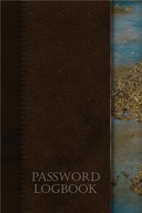 Password Logbook: The Perfect Journal & Organizer To Protect Secret Usernames & Passwords / Online Internet Password Keeper With Tabs & Large Print / Blue & Gold