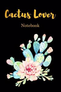 Cactus lover Notebook. Flower Cactus Plant 100 Blank Lined Page Journal, College Ruled Composition Notebook, 6x9 Blank Line Black Gold Design Cover Note Book