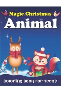Magic Christmas Animal Coloring Book for Teens