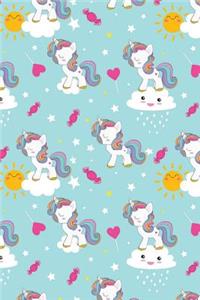 Journal: Kawaii Unicorns 150 Wide Ruled Pages 6 X 9 Size Writing Notebook