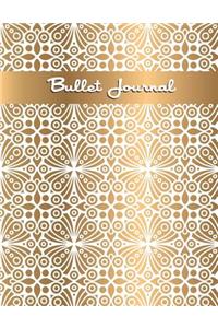 Bullet Journal: Golden, Ethnic Floral Notebook, Composition Book, Journal, 8.5 X 11 Inch 110 Page, Wide Ruled