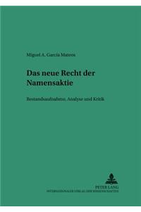 Das Neue Recht Der Namensaktie