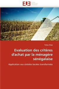 Evaluation Des Crit?res d''achat Par La M?nag?re S?n?galaise