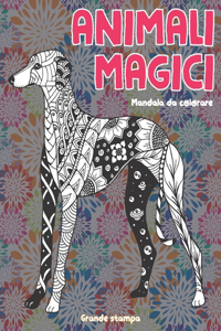 Mandala da colorare - Grande stampa - Animali magici