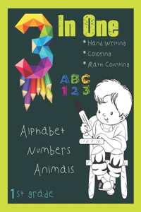 3 in one handwriting book coloring & maths 1st grade