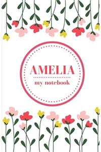 Amelia - My Notebook - Personalised Journal/Diary - Fab Girl/Women's Gift - Christmas Stocking Filler - 100 lined pages