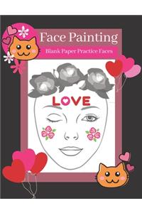 Cute Kitty Cat & Heart Balloons Cover Face Painting Blank Paper Practice Faces Pages Kid's Activity Book for Young Girls