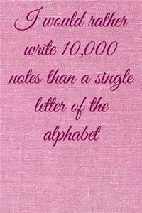 I would rather write 10,000 no single letter of the alphabet