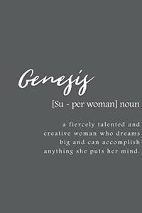 Genesis: Women Definition - Personalized Notebook Blank Journal Lined Gift For Women Girls And Students