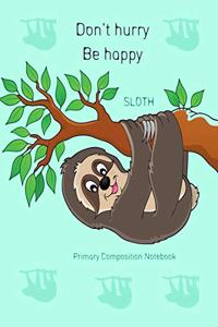 Sloth Primary Composition Notebook