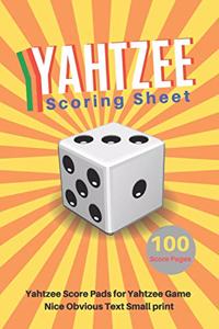 Yahtzee Scoring Sheet