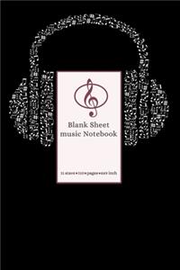 Blank Sheet Music Notebook 11 Stave 110 Pages 6x9 Inch