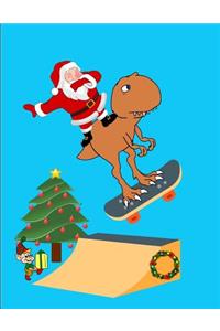 Dabbing Santa Claus T Rex Dinosaur Skateboarding Jump Christmas Notebook Journal 150 Pages