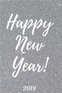 Happy New Year: 2019 Glitter Background, Silver