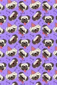 Journal Notebook Funny Pugs Pattern 3