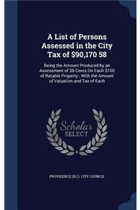 A List of Persons Assessed in the City Tax of $90,170 58