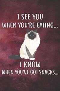 I See You When You're Eating I Know When You've Got Snacks Notebook Journal
