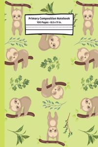 Sloths Primary Composition Notebook