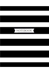 Notebook: Wide Ruled Notebook for Everyday Use Classic Black and White Stripe