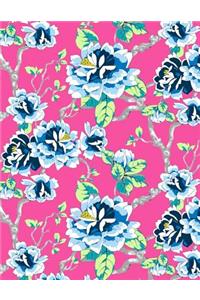 My Big Fat Bullet Journal Blue Tokyo Rose Pattern on Pink