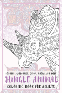 Jungle Animal - Coloring Book for adults - Reindeer, Groundhog, Zebra, Hyena, and more