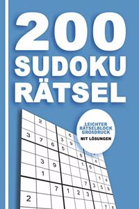 200 Sudoku Rätsel - Leichter Rätselblock Großdruck mit Lösungen