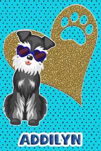 Schnauzer Life Addilyn: College Ruled Composition Book Diary Lined Journal Blue