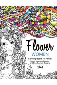 Flower Women Coloring Books for Adults