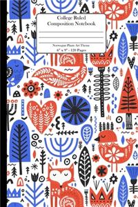 College Ruled Notebook. Norwegian Plants Art Theme