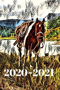 Brown & White Horse in Rocky Mountains Dated Calendar Planner 2 years To-Do Lists, Tasks, Notes Appointments