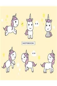 Notebook: Unicorns on orange cover and Dot Graph Line Sketch pages, Extra large (8.5 x 11) inches, 110 pages, White paper, Sketch, Draw and Paint